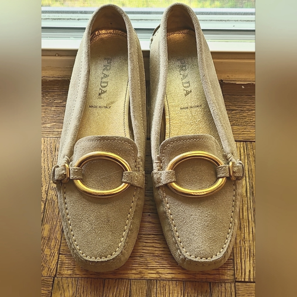 Prada Tan Suede Driving Loafer US 7 Women's / EU 37.5